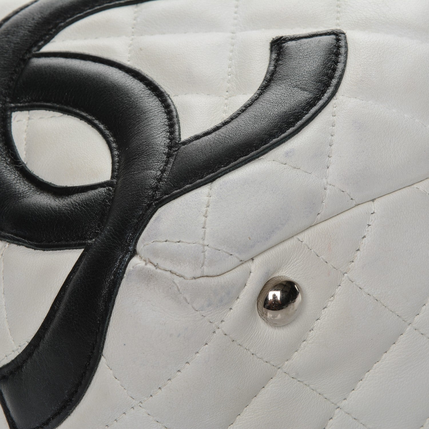 Chanel Calfskin Quilted Large Cambon Bowler White Black 9 of 19