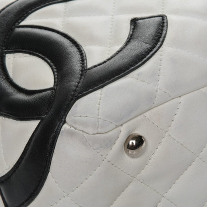Chanel Calfskin Quilted Large Cambon Bowler White Black 9 of 19