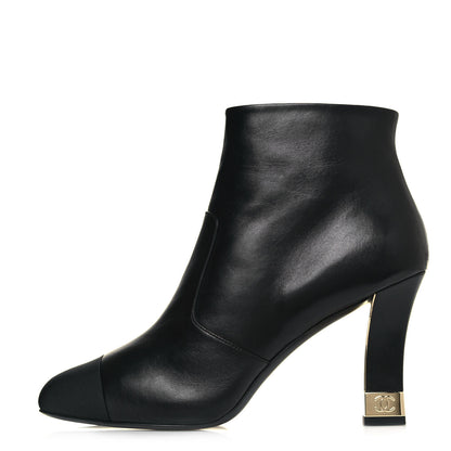Chanel Lambskin Grosgrain Cap Toe Short Ankle Boots 41 Black 1 of 10