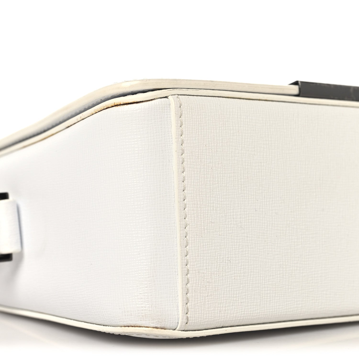 Off-White Saffiano Striped Mini Diag Binder Clip Bag White Black 8 of 12