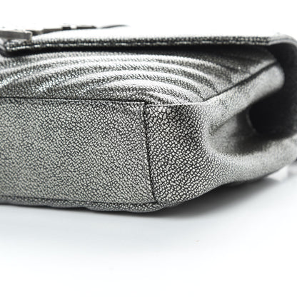 Saint Laurent Metallic Grain De Poudre Matelasse Chevron Monogram Medium College Bag Gunmetal 10 of 12