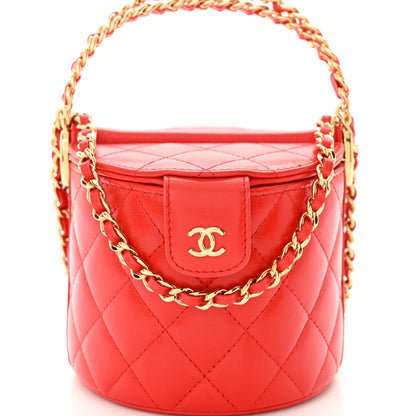 Chanel Lambskin Quilted Chain Top Handle Vanity With Chain Red 8 of 11