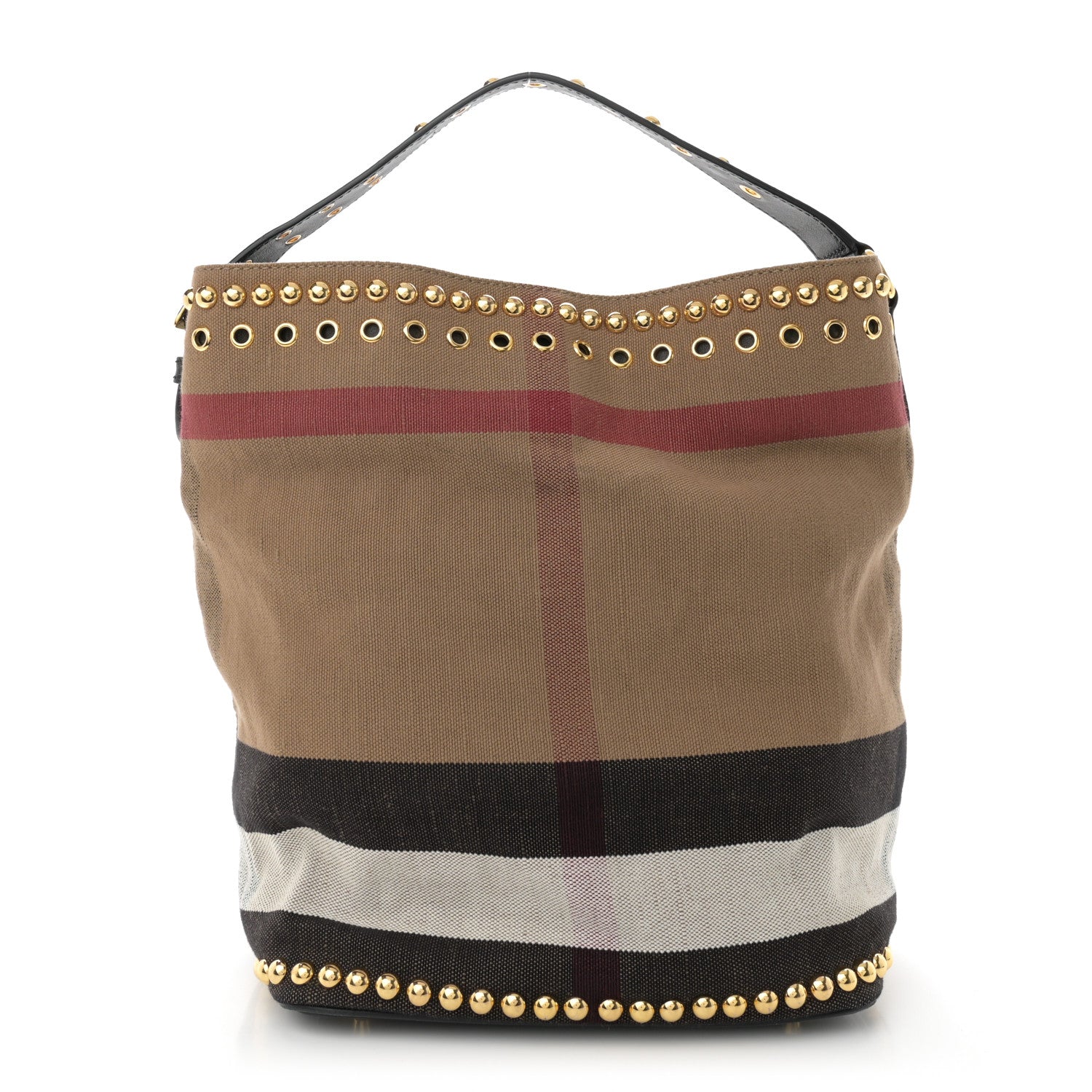 Burberry Canvas Mega Check Studded Medium Ashby Bucket Bag Black 1 of 10