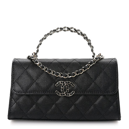 Chanel Caviar Quilted Chain Match Top Handle Phone Holder With Chain Black 1 of 11