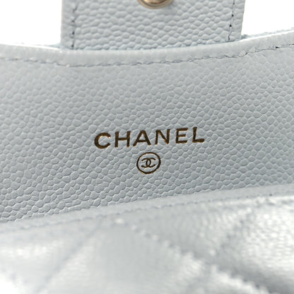Chanel Caviar Quilted Flap Card Holder Wallet Light Blue 6 of 9