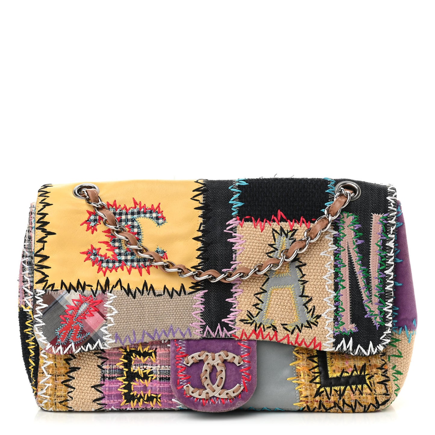 Patchwork Jumbo Flap Yellow Multicolor