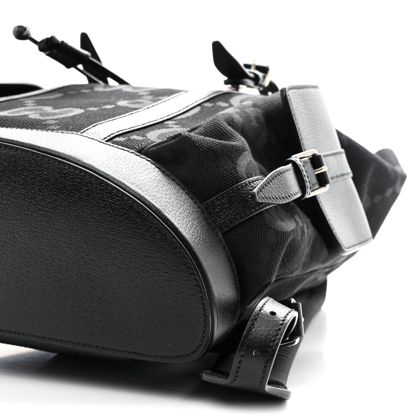 Monogram Jumbo GG Textured Dollar Calfskin Web Double Buckle Backpack Black