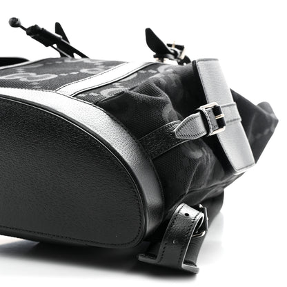 Gucci Monogram Jumbo GG Textured Dollar Calfskin Web Double Buckle Backpack Black 10 of 10