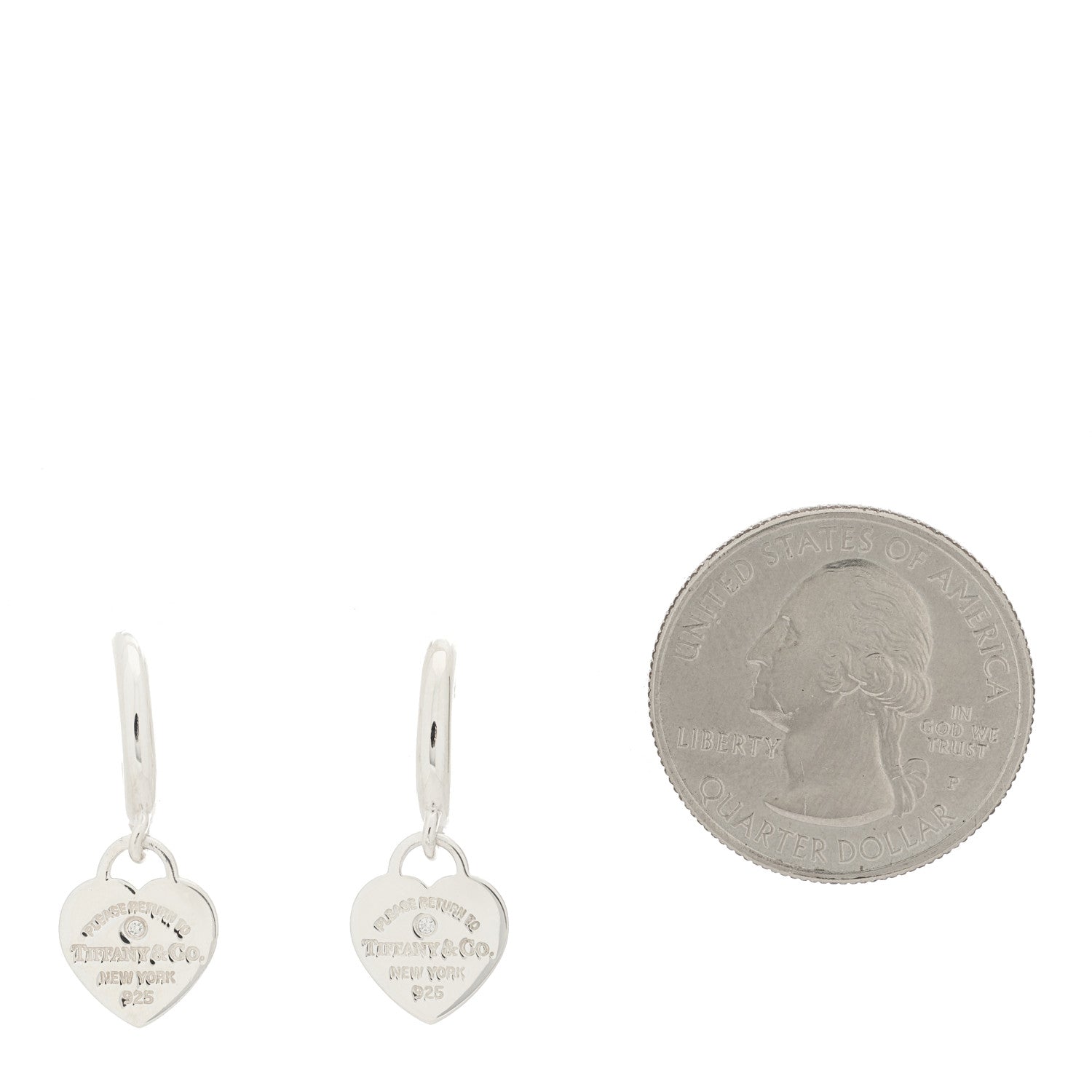 Tiffany Sterling Silver Diamond Mini Return To Tiffany Heart Hoop Earrings 2 of 4