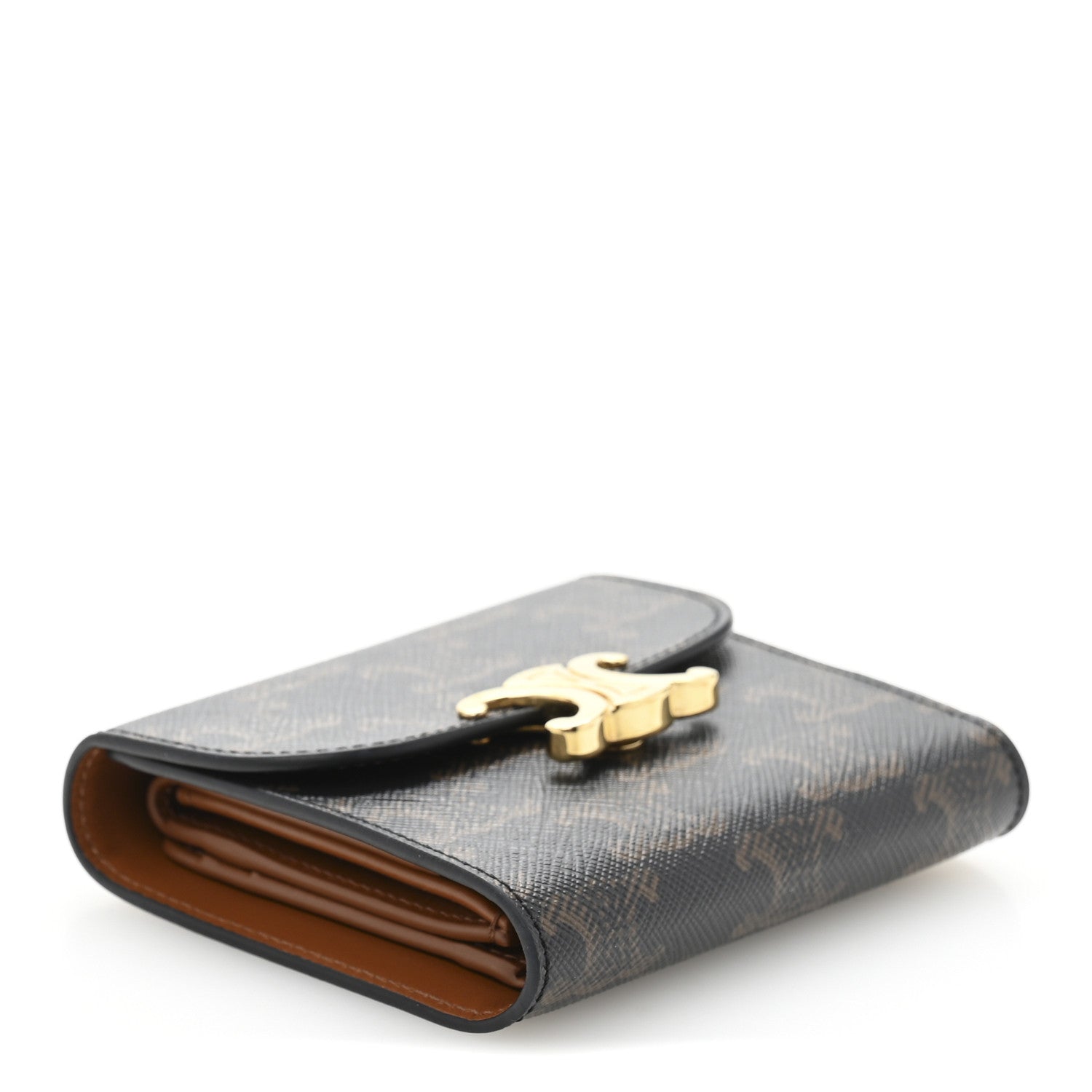 Celine Triomphe Canvas Small Triomphe Wallet Tan 4 of 9