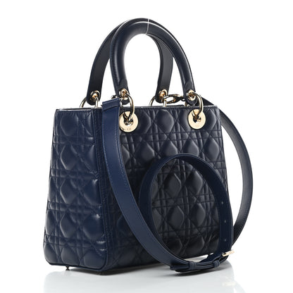 Christian Dior Lambskin Cannage Medium Lady Dior Navy Blue 3 of 10
