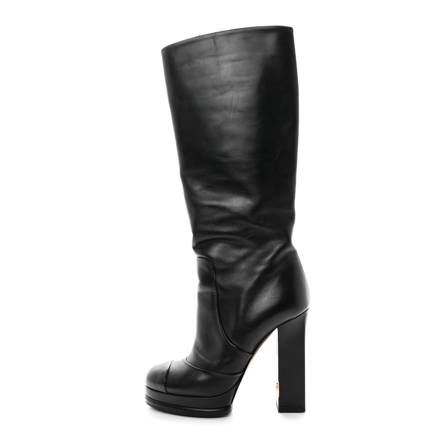 Chanel Calfskin Knee High Boots 37 Black 1 of 8