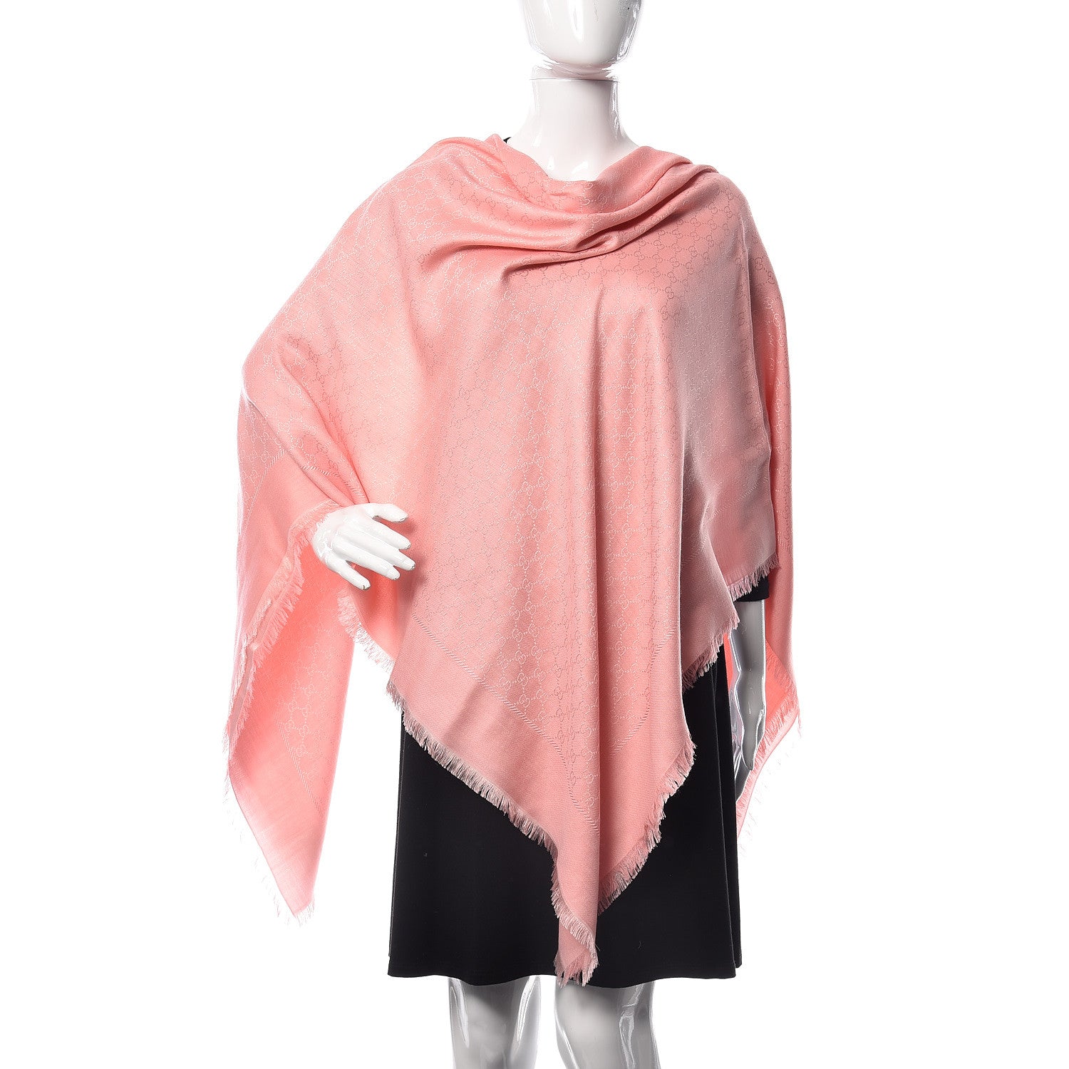 Gucci Wool Silk GG Jacquard Shawl Pink 2 of 4