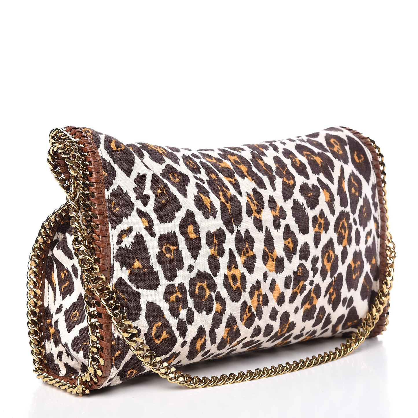 Linen Leopard Falabella Fold Over Tote Fawn