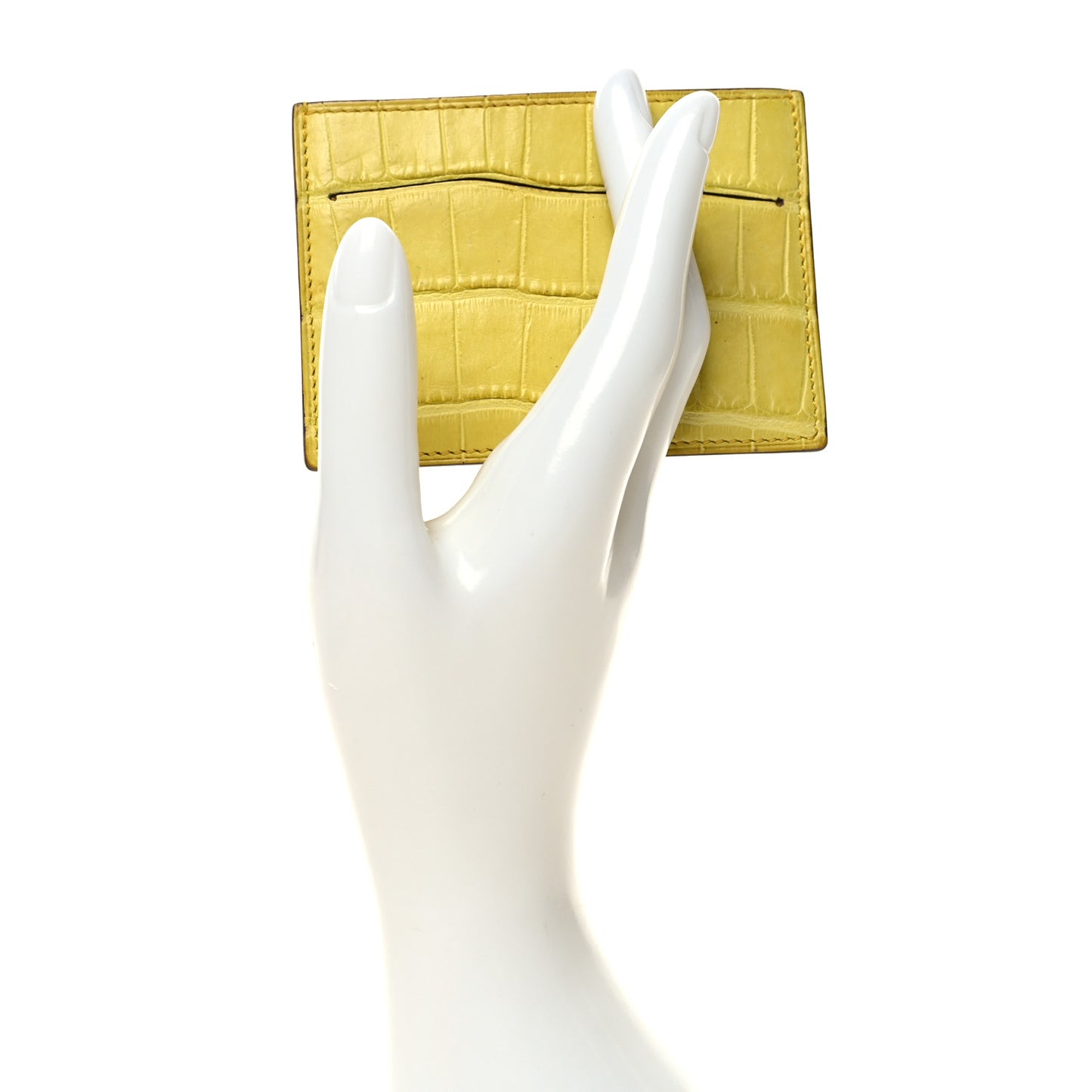 Matte Alligator Petit H Card Case Mimosa