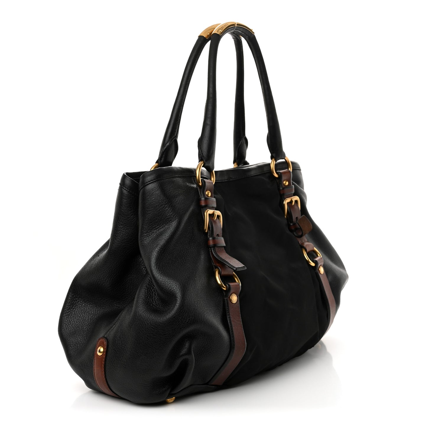 Tessuto Vitello Daino Tote Black Bruciato