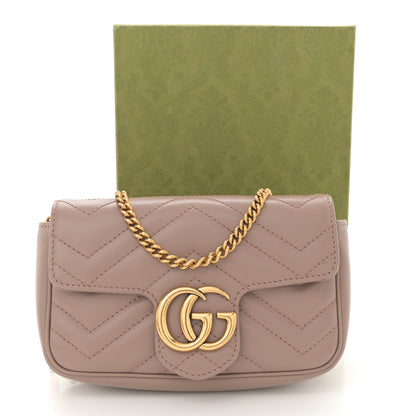 Gucci Calfskin Matelasse Super Mini GG Marmont Shoulder Bag Porcelain Rose 13 of 13
