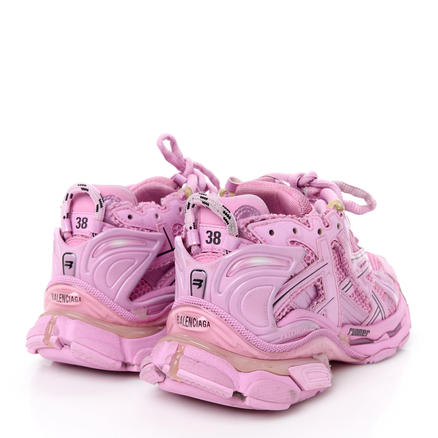 Balenciaga Mesh Rubber Distressed Womens Runner Sneakers 38 Pink 5 of 10