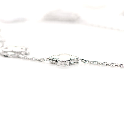 Van Cleef & Arpels 18K White Gold Mother of Pearl Chalcedony 16 Motifs Magic Alhambra Necklace 4 of 5