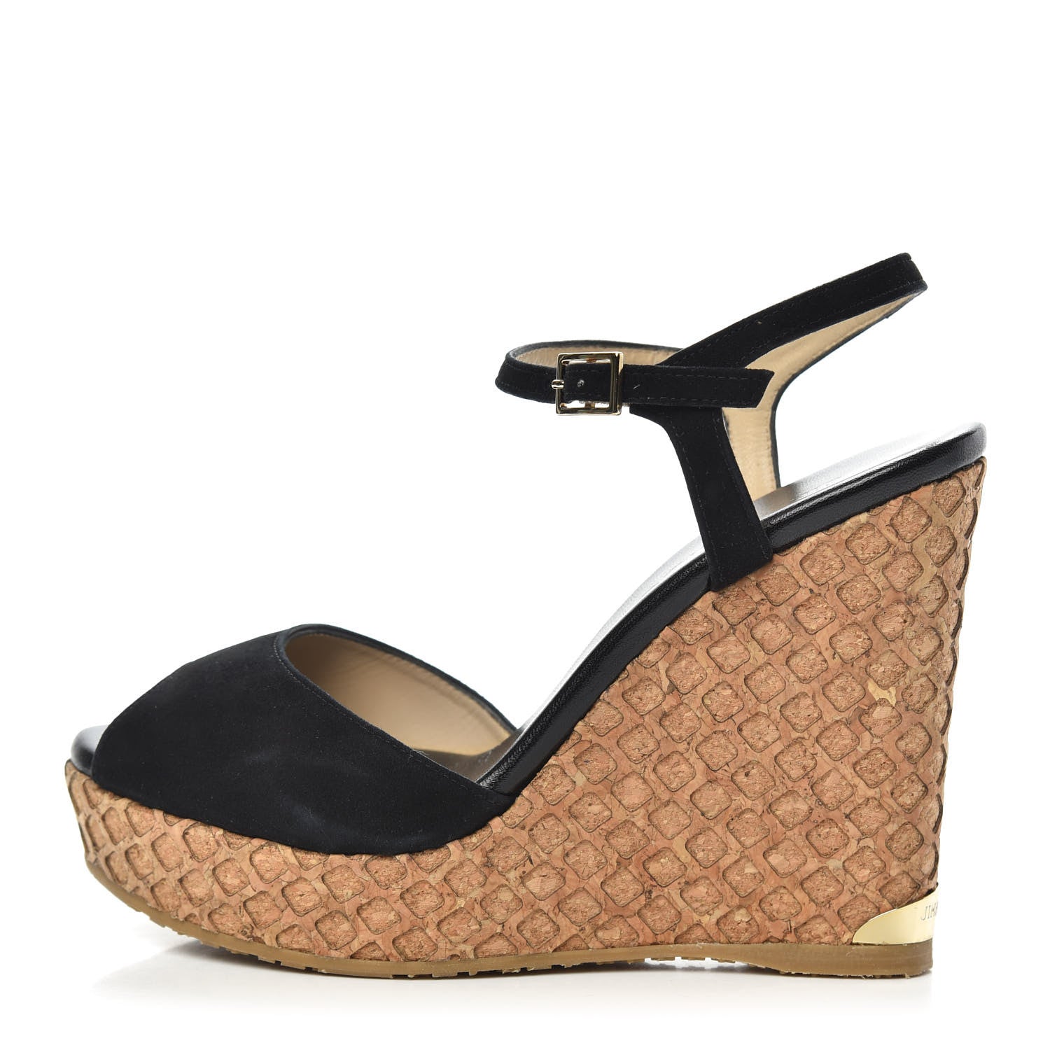 Jimmy Choo Suede Cork Perla 120 Wedges 39 Black 1 of 9
