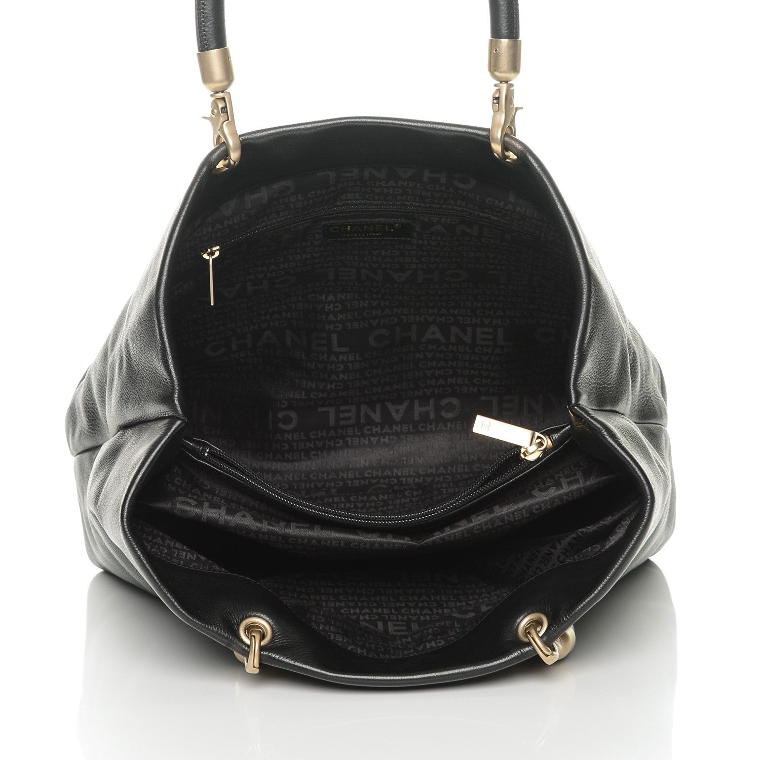 Chanel Deerskin CC Tote Black 5 of 7