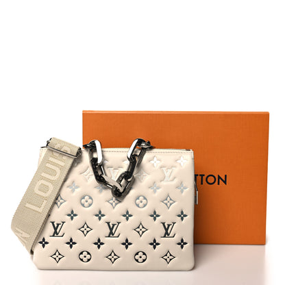 Louis Vuitton Lambskin Embossed Monogram Coussin PM Cream Grey 12 of 12