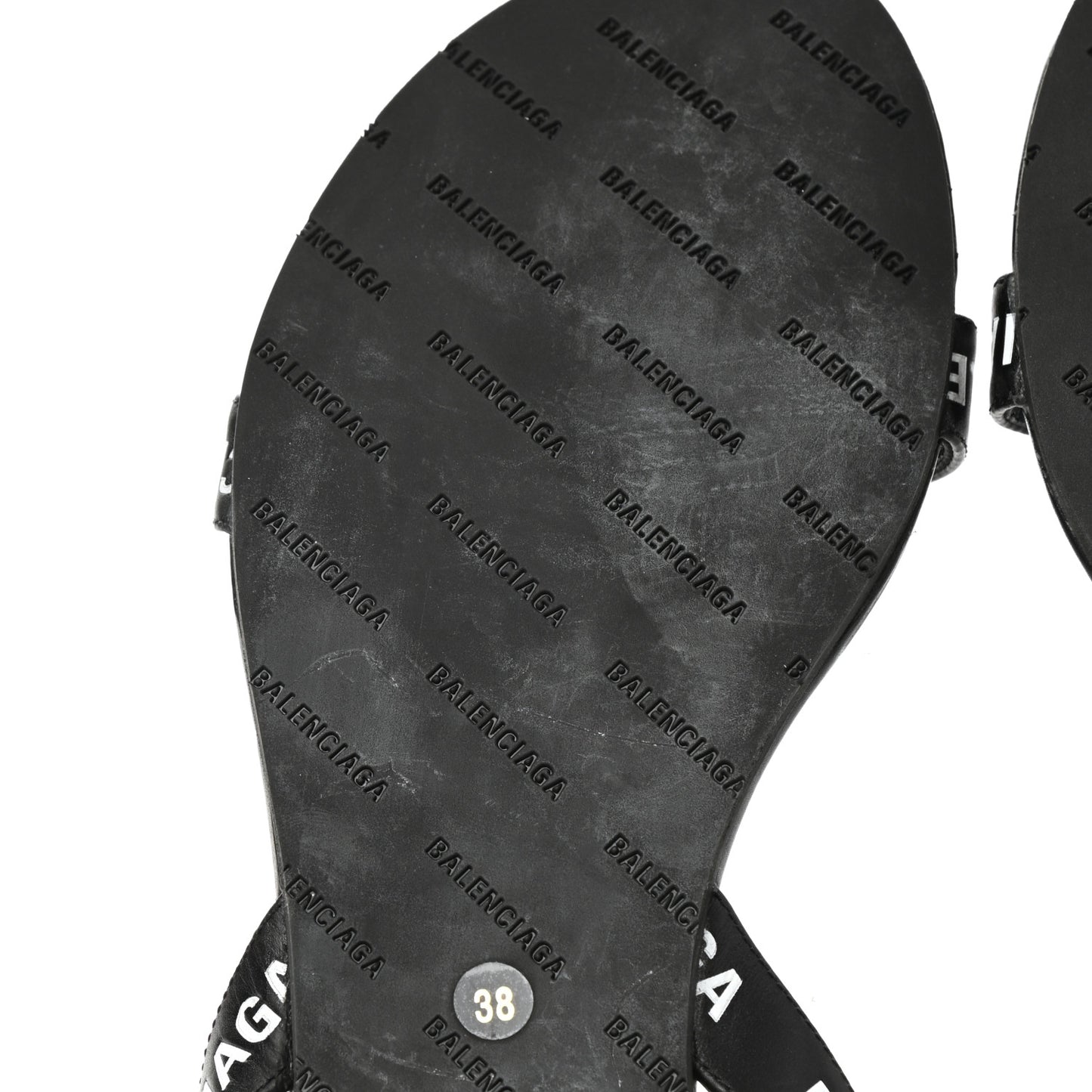Calfskin Allover Logo Flat Sandals 38 Black White