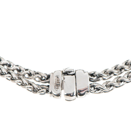 David Yurman Sterling Silver Diamond Double Wheat Chain Necklace 17mm 4 of 5
