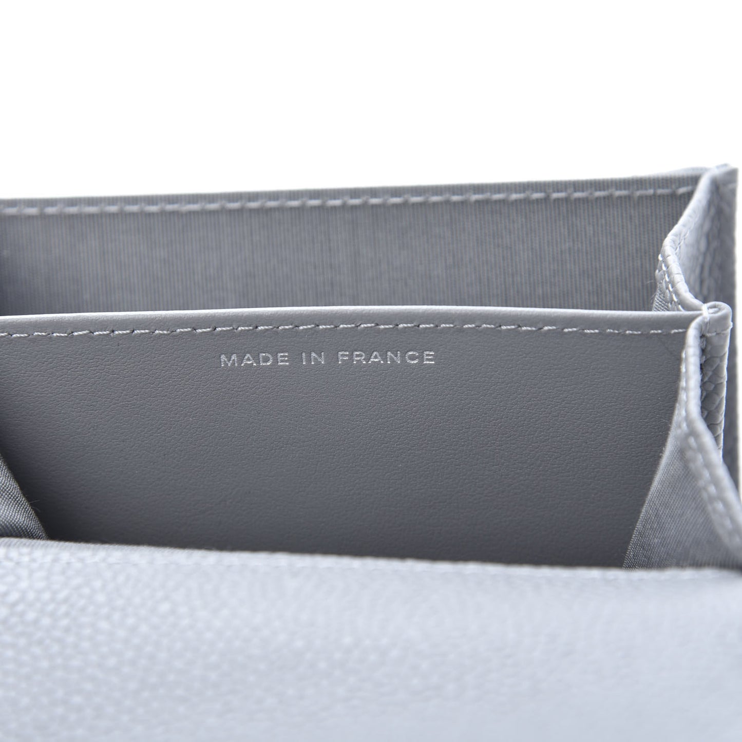 Caviar Chevron Quilted Boy Flap Card Holder Grey