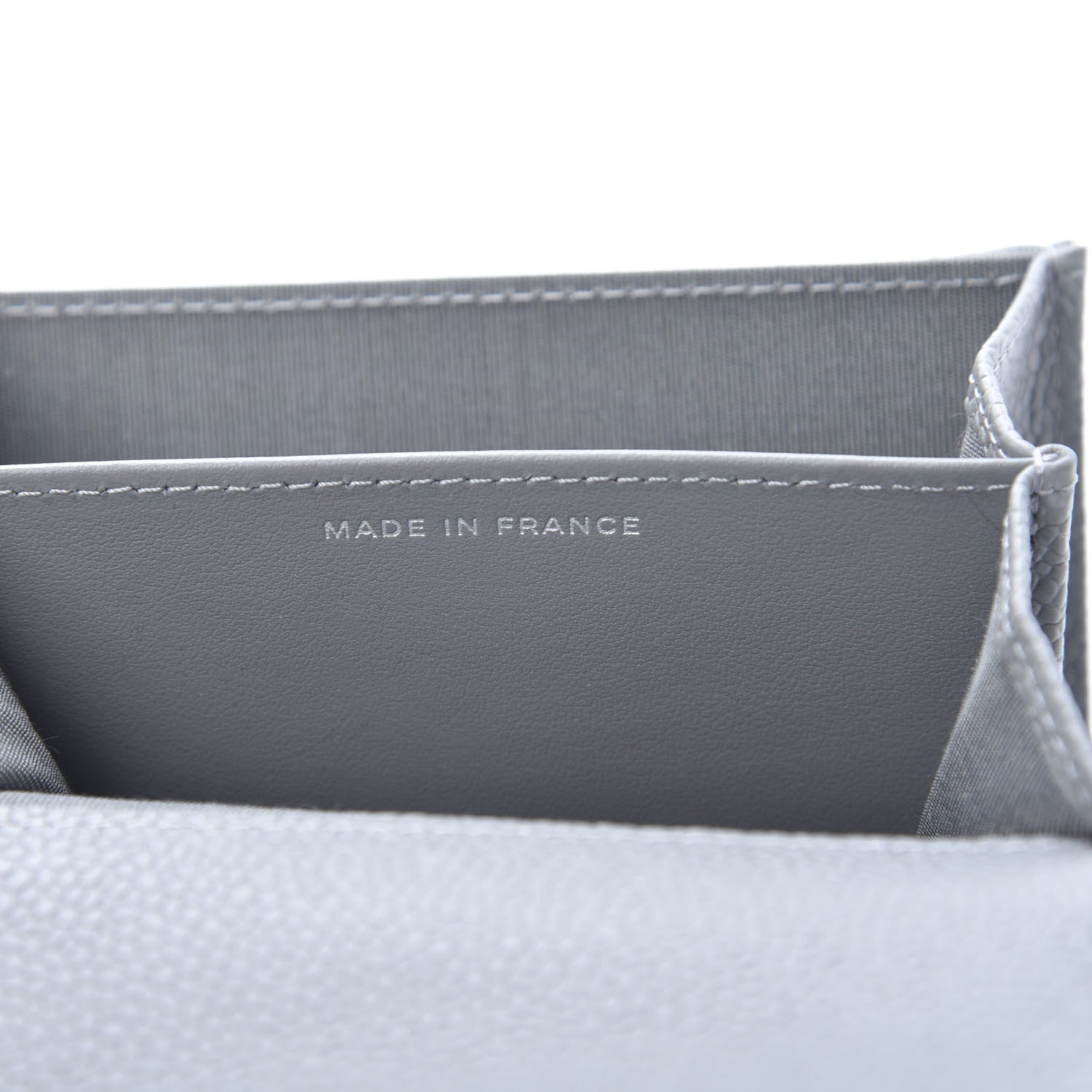 Chanel Caviar Chevron Quilted Boy Flap Card Holder Grey 7 of 9