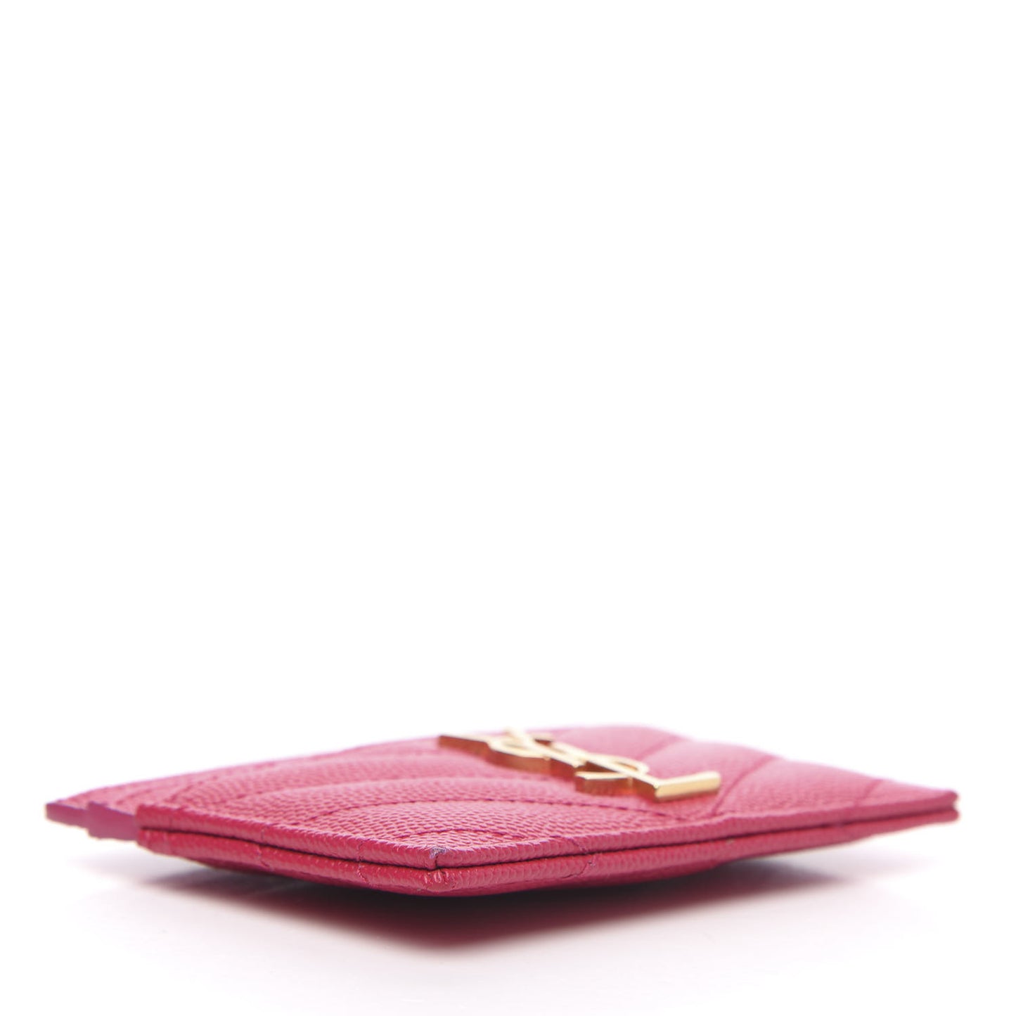 Grain De Poudre Matelasse Chevron Monogram Credit Card Case Fresh Fuxia