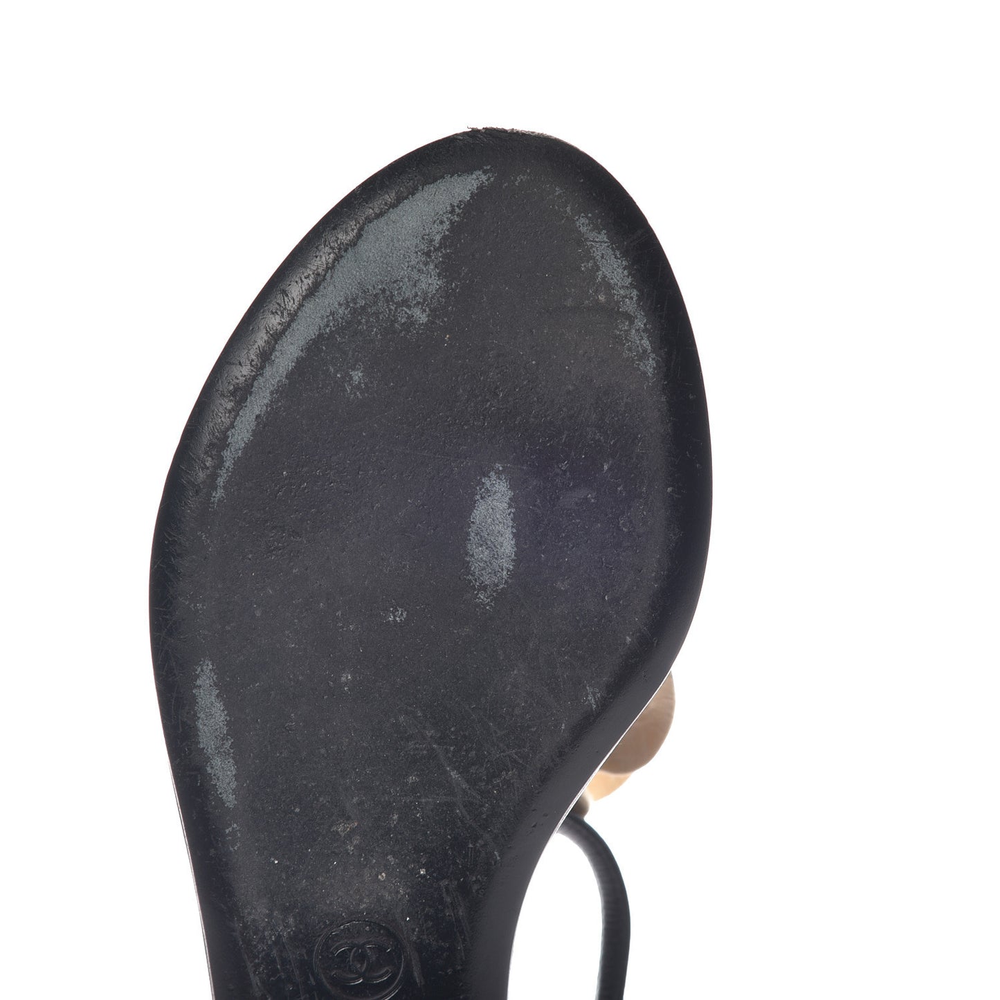 Lambskin Camellia Thong Sandals 36 Black White