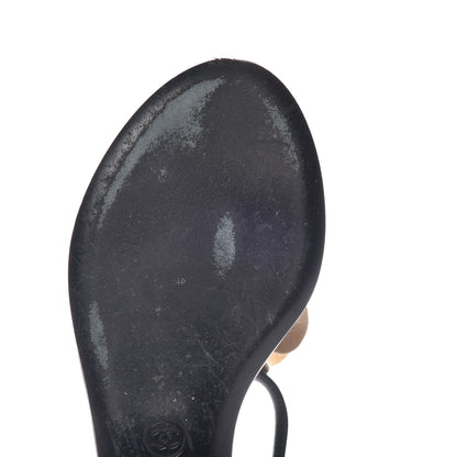 Chanel Lambskin Camellia Thong Sandals 36 Black White 14 of 16