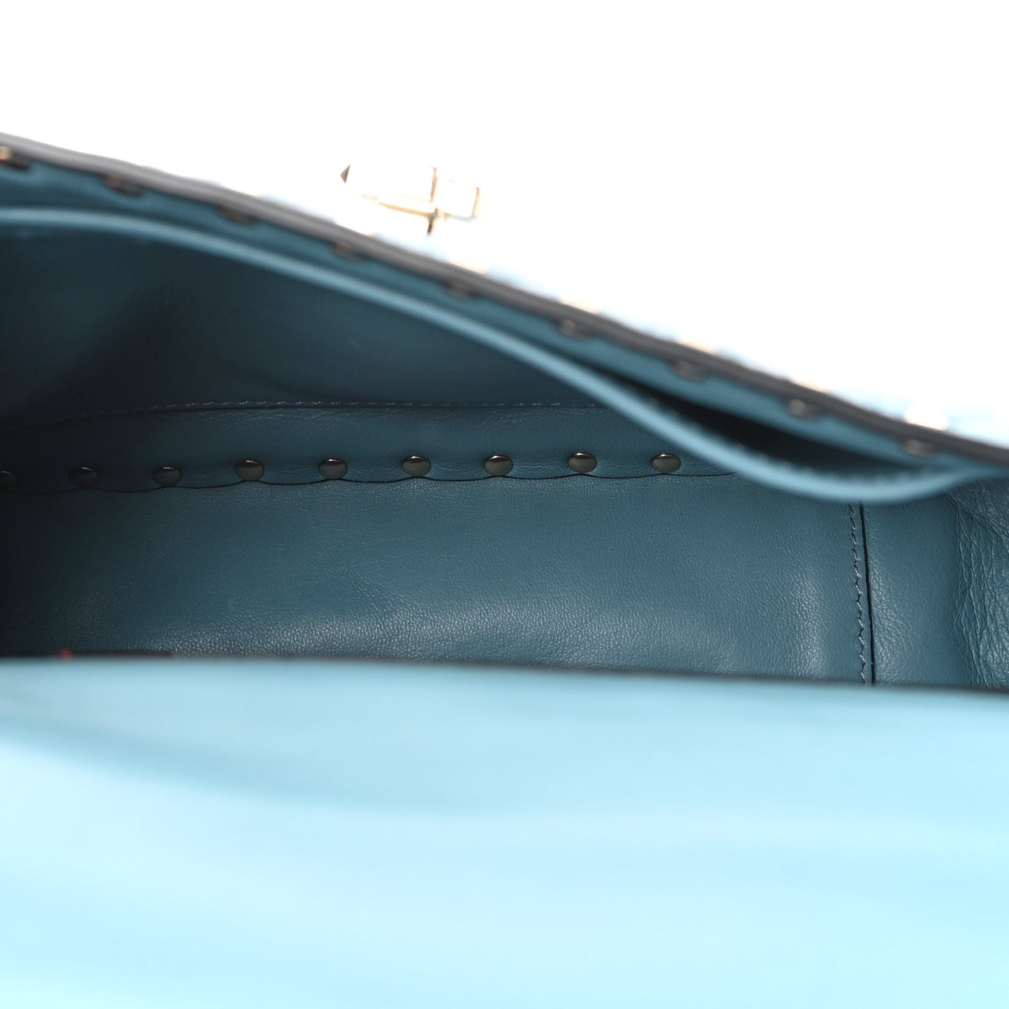 Nappa Medium Rockstud Spike Shoulder Bag Blue