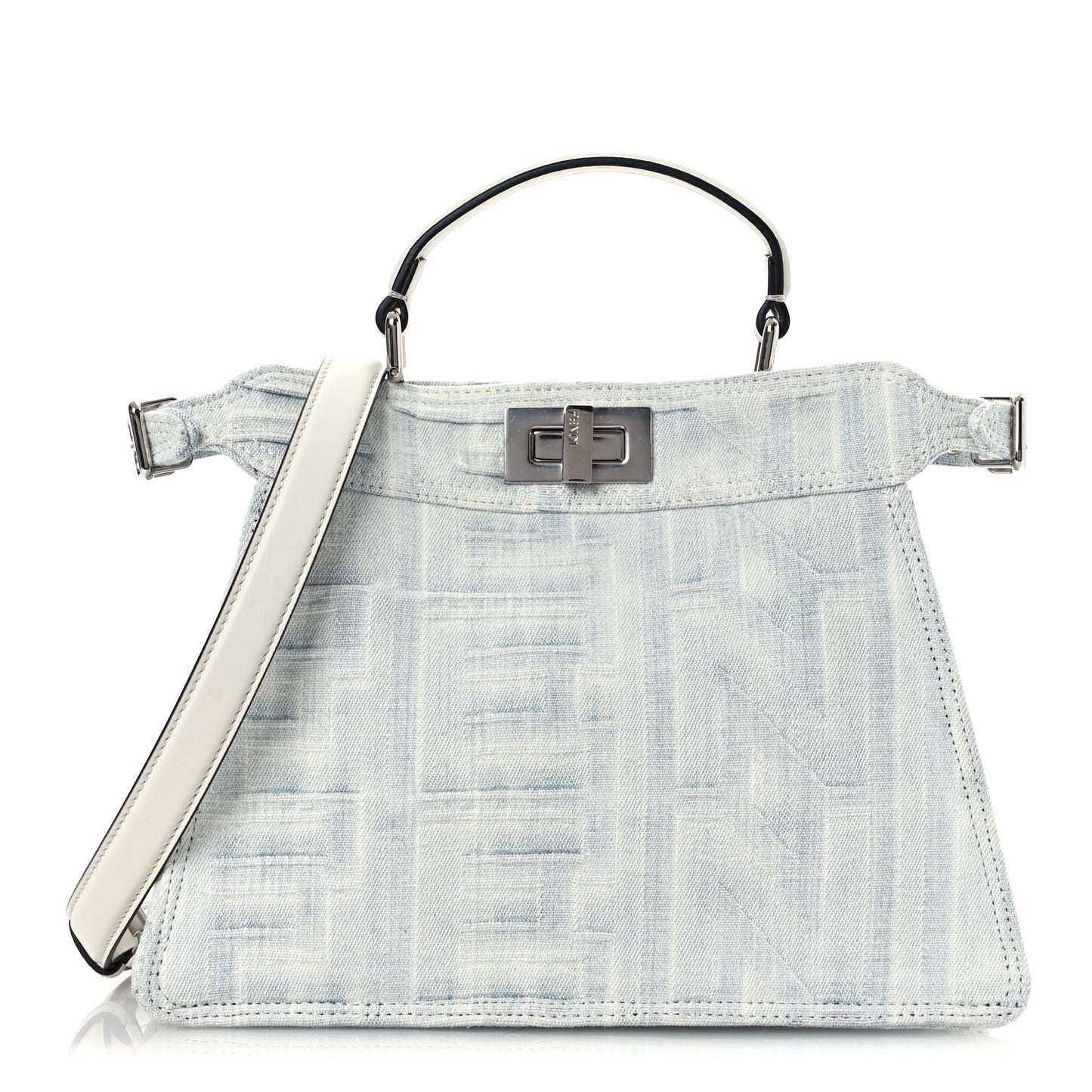 X MARC JACOBS Bleached Denim Small Peekaboo I SEE U Satchel Off White