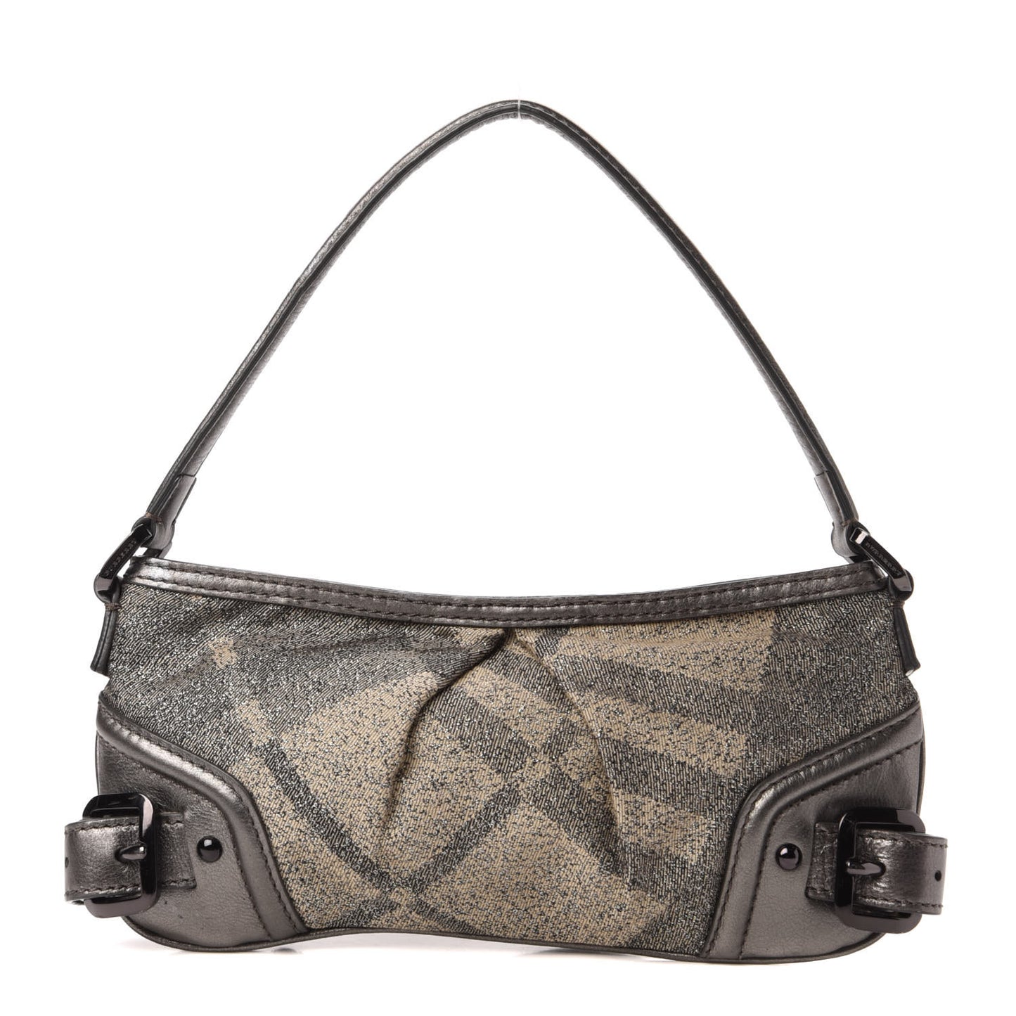 Shimmer Check Degrade Shoulder Bag Pewter