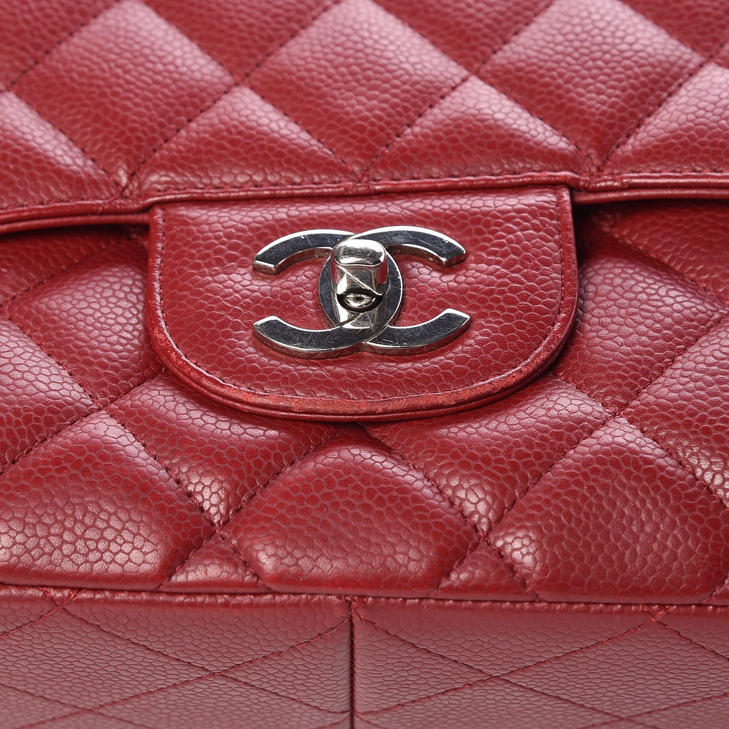 Caviar Quilted Jumbo Single Flap Red
