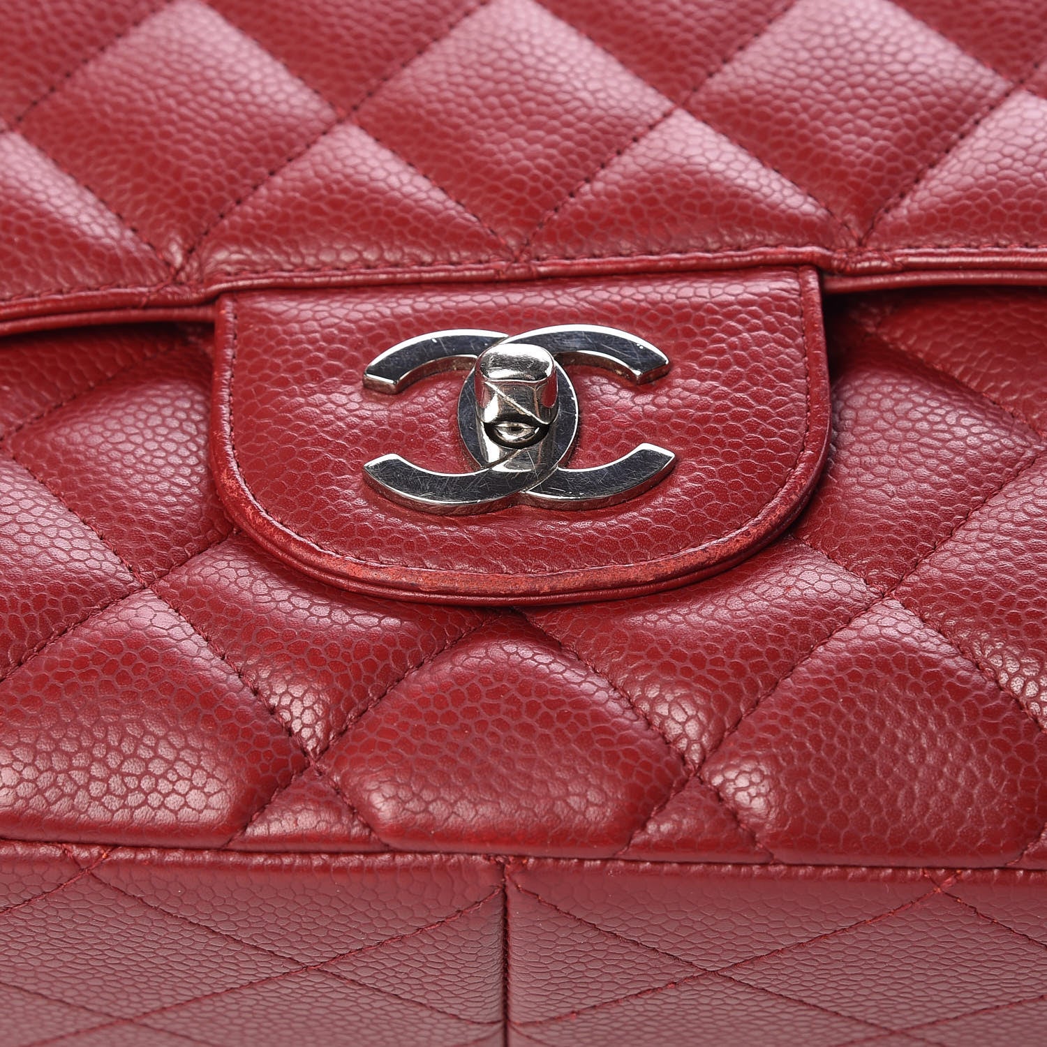 Chanel Caviar Quilted Jumbo Single Flap Red 18 of 27
