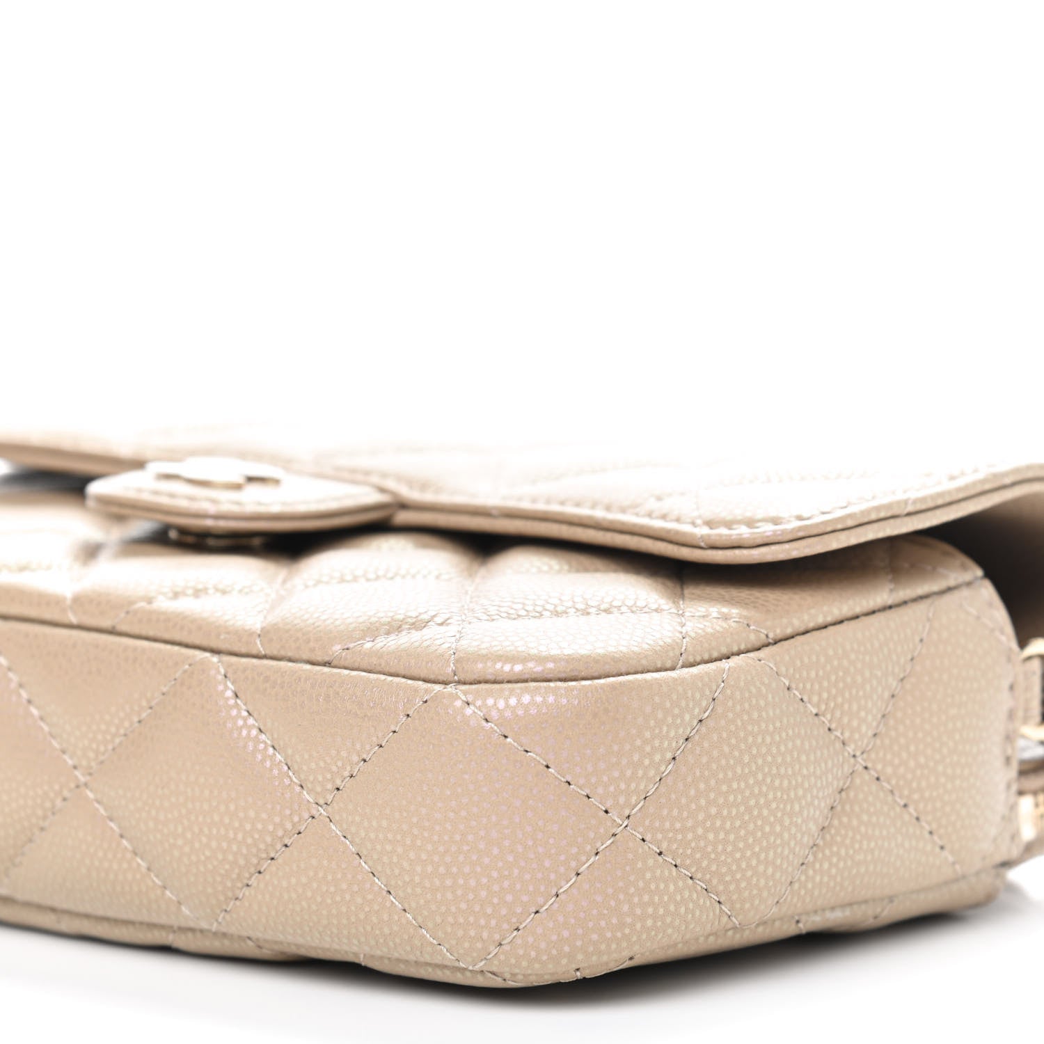 Chanel Iridescent Caviar Quilted Flap Phone Holder With Chain Beige 11 of 11