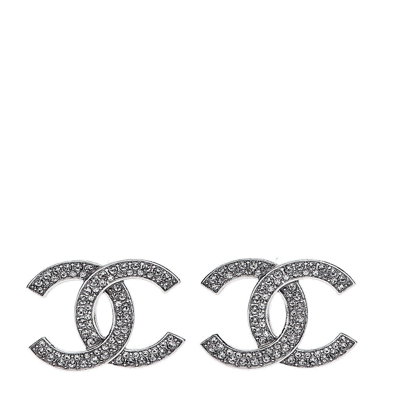 Chanel Crystal Palais Garnier CC Earrings Silver 1 of 5