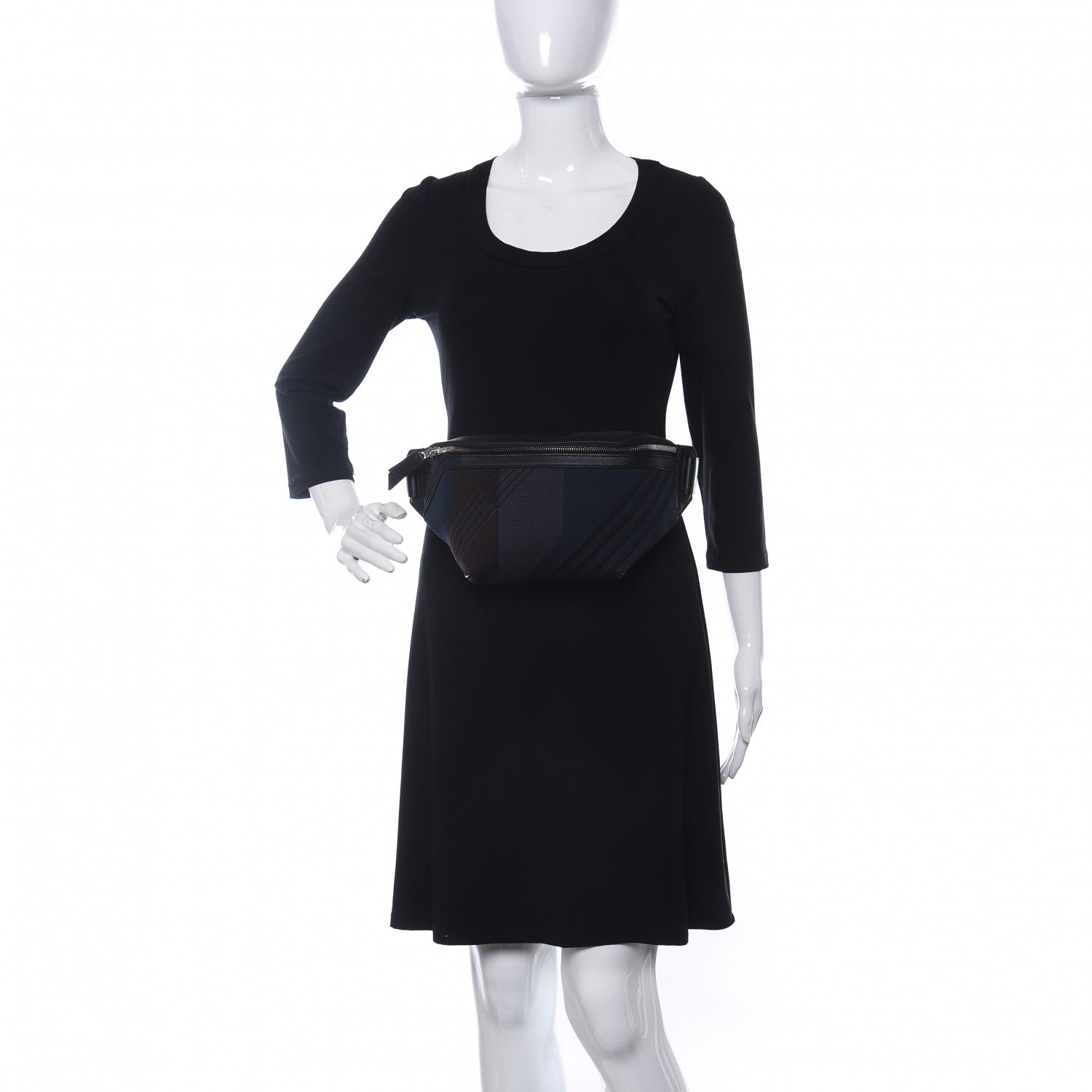 Hermes Dynamo Technical Canvas Allegretto Calfskin Cityslide Belt Bag Plomb Bleu Nuit Black 2 of 10