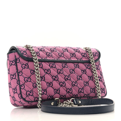 Gucci Monogram Multicolor Matelasse Diagonal Small GG Marmont Shoulder Bag Pink Blue 3 of 9