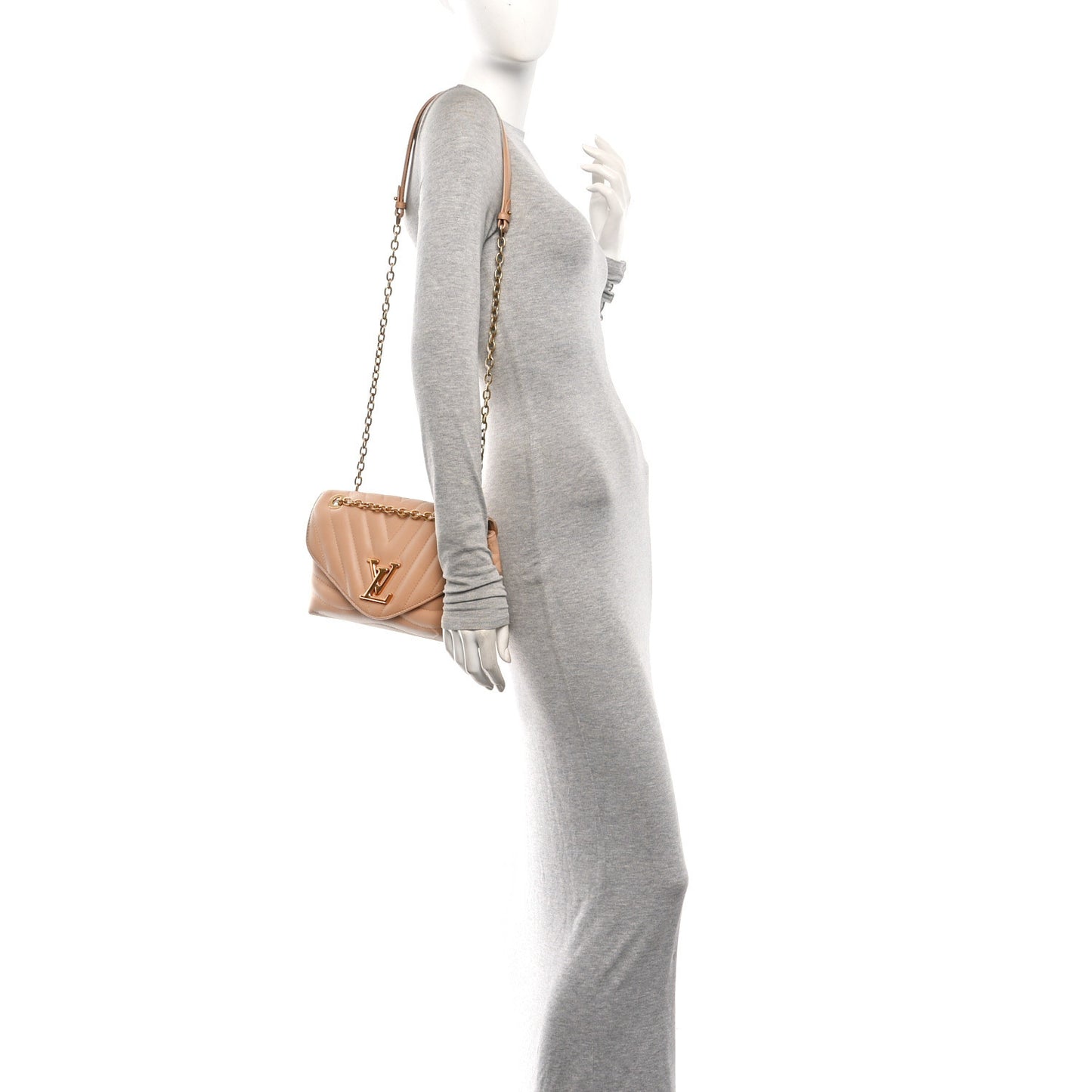 Calfskin LV New Wave Chain Bag Taupe Arizona