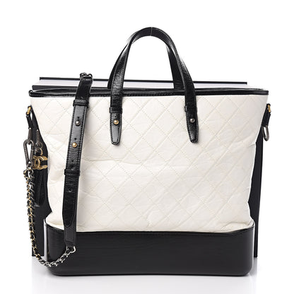 Chanel Aged Calfskin Quilted Large Gabrielle Shopping Tote White Black 11 of 11