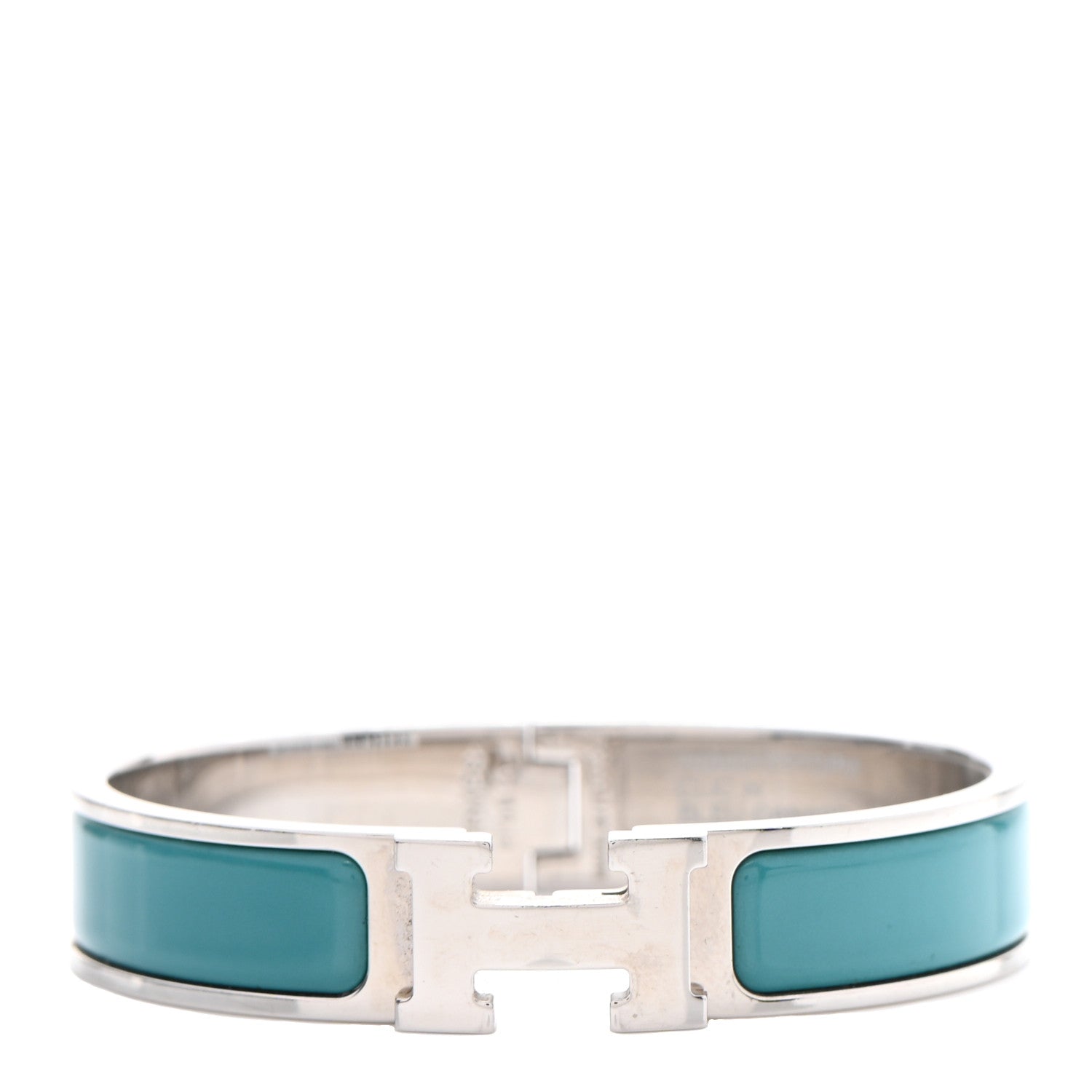 Hermes Enamel Narrow Clic Clac H Bracelet PM Bleu Canard 1 of 4