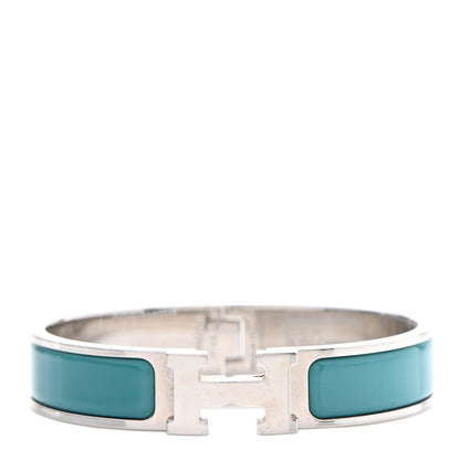 Hermes Enamel Narrow Clic Clac H Bracelet PM Bleu Canard 1 of 4