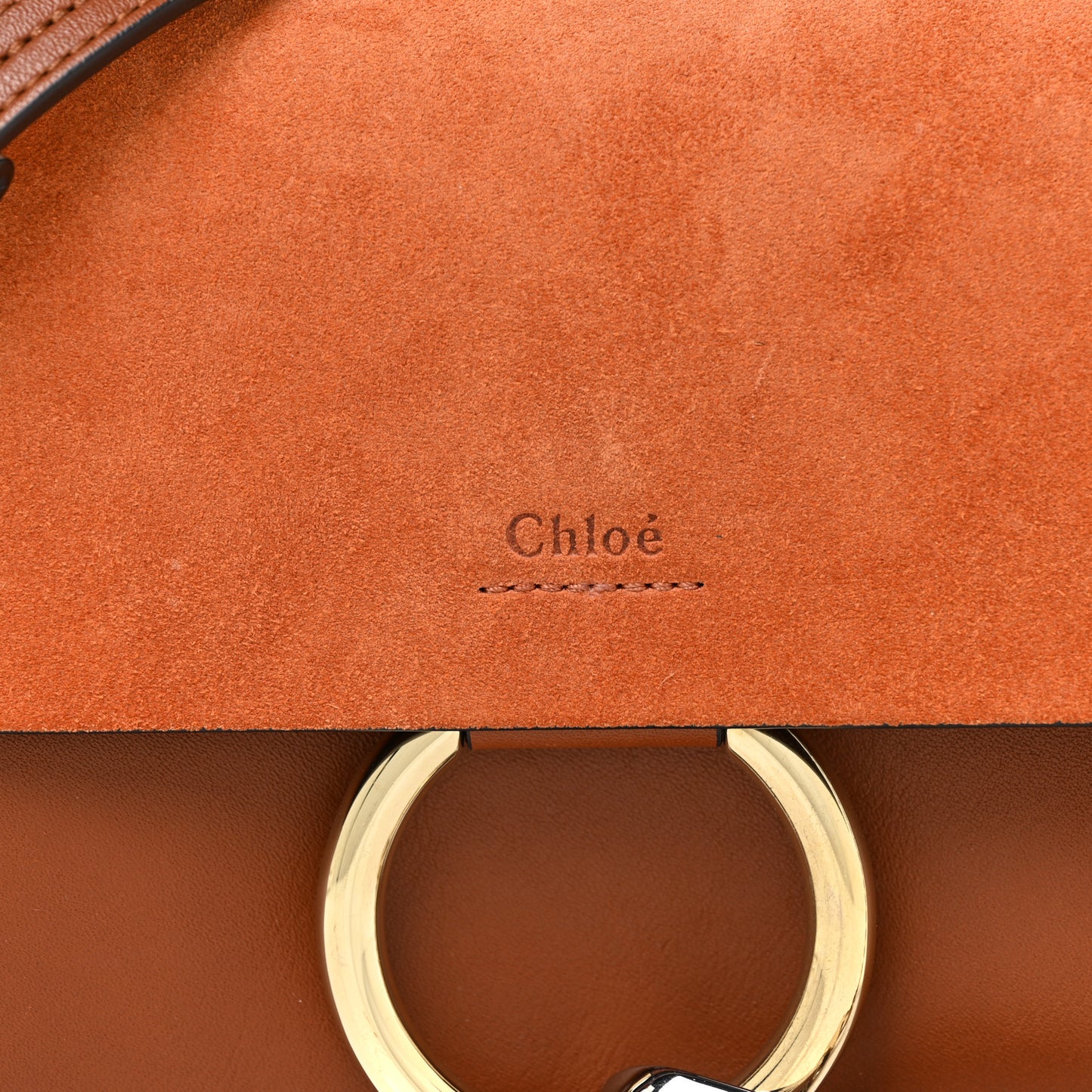 Suede Calfskin Small Faye Shoulder Bag Tobacco