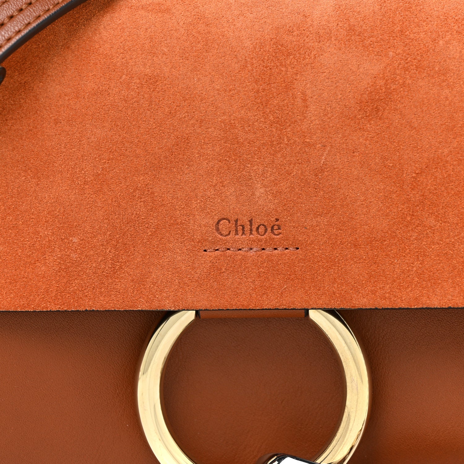 Chloe Suede Calfskin Small Faye Shoulder Bag Tobacco 9 of 9