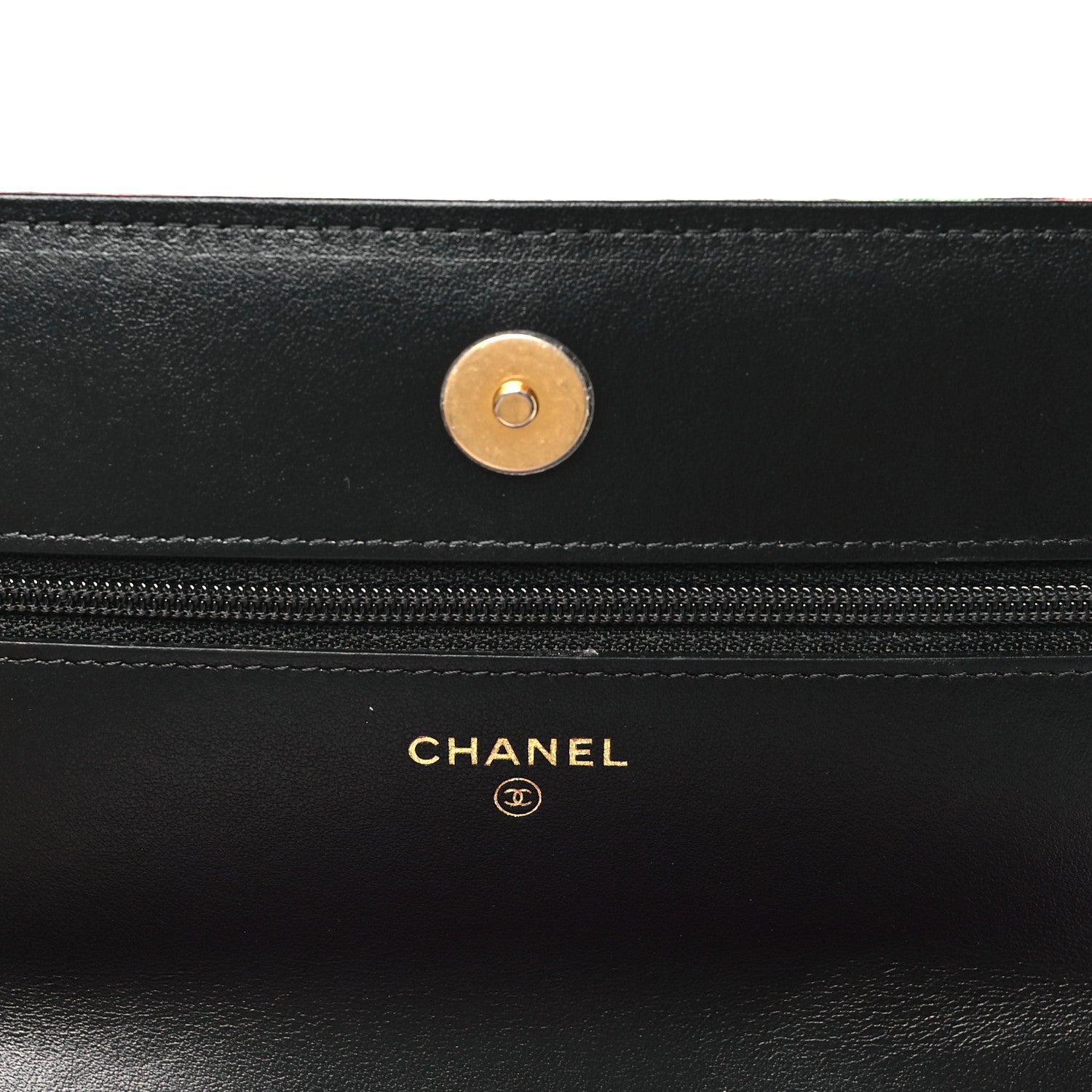 Chanel Fabric Printed Chanel 19 Wallet On Chain WOC Black Multicolor 6 of 12