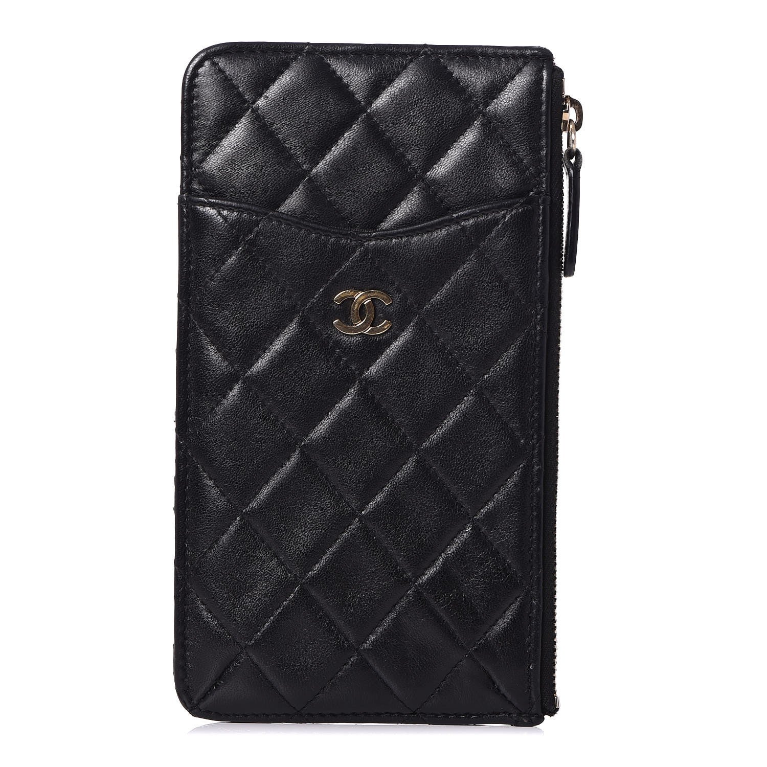 Chanel Lambskin Quilted Classic Flat Wallet Pouch Black 1 of 11